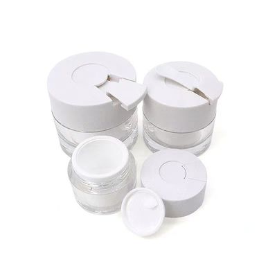15/30/50g Bouteille de crème cosmétique transparente à double paroi avec cuillère hygiénique intégrée pour hydratant, masque facial et soins de la peau