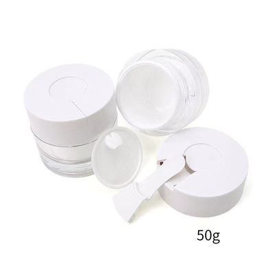15/30/50g Bouteille de crème cosmétique transparente à double paroi avec cuillère hygiénique intégrée pour hydratant, masque facial et soins de la peau