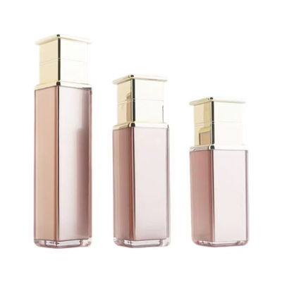 Flacon pompe lotion en acrylique rose de luxe avec bouchon doré, flacon pompe cosmétique anti-fuite pour emballage de soins de la peau