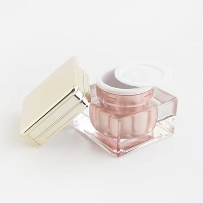 Flacon pompe lotion en acrylique rose de luxe avec bouchon doré, flacon pompe cosmétique anti-fuite pour emballage de soins de la peau
