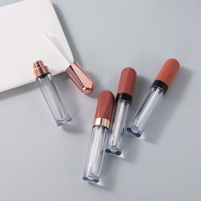 Tuyau de rouge à lèvres à bouche ronde vide 4g avec fermeture à vis de joint en caoutchouc Tuyau de baume à lèvres en plastique pour emballage de récipients cosmétiques