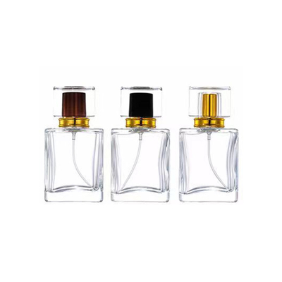 Bouteille de verre en forme de cube de 30 ml, 50 ml et 75 ml avec bouchon brillant
