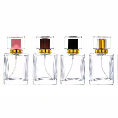 Bouteille de verre en forme de cube de 30 ml, 50 ml et 75 ml avec bouchon brillant