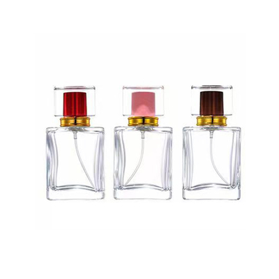Bouteille de verre en forme de cube de 30 ml, 50 ml et 75 ml avec bouchon brillant