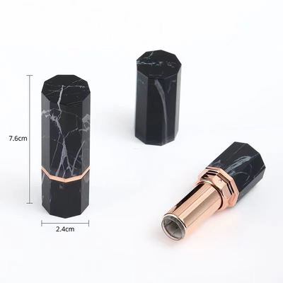 Container de tube octagonal en marbre noir de luxe avec accent or rose
