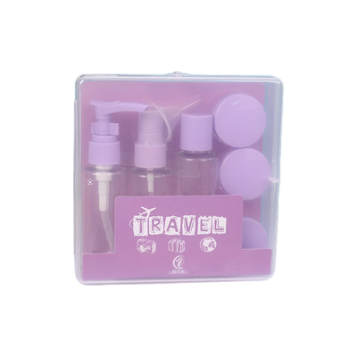 50 ml 7 pièces Ensemble de voyage en plastique Ensemble bouteille sac fermeture à glissière Ensemble de récipient cosmétique Spray Flip Cap