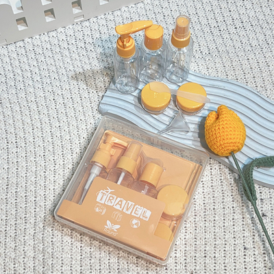 Ensemble de 7 articles de toilette de voyage, flacons personnels, bouchon à vis, vaporisateur en plastique portable