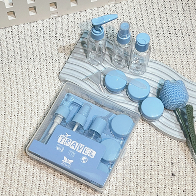 Ensemble de 7 articles de toilette de voyage, flacons personnels, bouchon à vis, vaporisateur en plastique portable