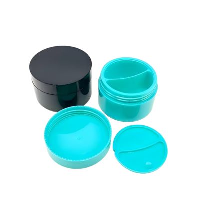 PP plastique 50g+50g couleur personnalisée crème à double couche pot pour les soins de la peau