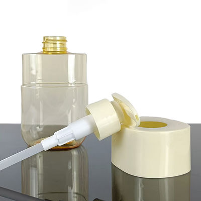 Bouteille cosmétique PET en forme carrée avec manchon d'épaule de haute qualité, grande capacité 300 ml, personnalisation possible