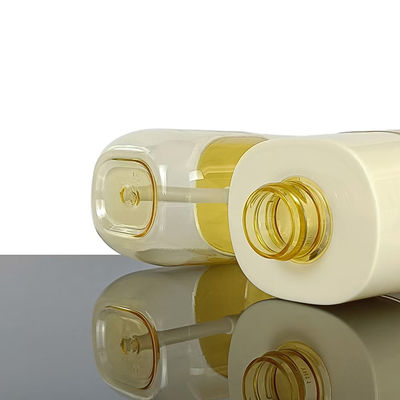 Bouteille cosmétique PET en forme carrée avec manchon d'épaule de haute qualité, grande capacité 300 ml, personnalisation possible