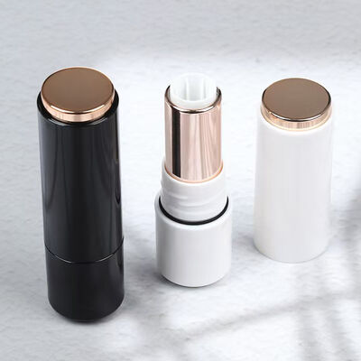 Grossistes Tubes de Rouge à Lèvres de Luxe 3.5G en Plastique Blanc Noir Or avec Bague d'Étanchéité