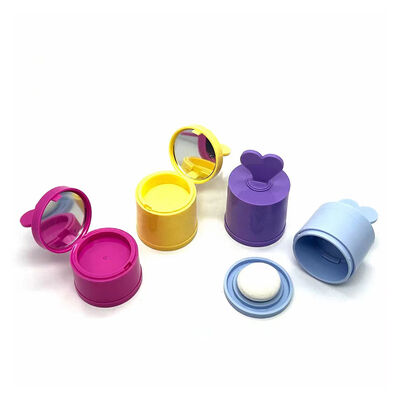 En gros, des boîtiers en poudre de cylindres en plastique 4G avec emballage puff & mirror pour le blush & hairline