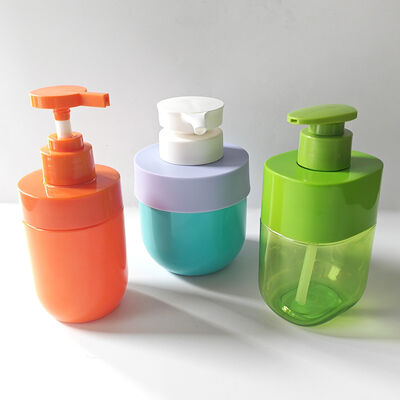 300ml Bouteille de lotion carrée Couleur personnalisée Manche de l'épaule Corps transparent Packaging de luxe pour les soins de la peau