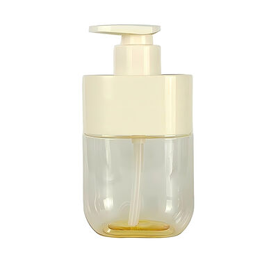 300ml Bouteille de lotion carrée Couleur personnalisée Manche de l'épaule Corps transparent Packaging de luxe pour les soins de la peau