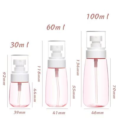 30/60/100ML Distributeur cosmétique rechargeable haut de gamme Spray de brouillard en PET Bouteille de lotion de conditionnement désinfectant pour les mains