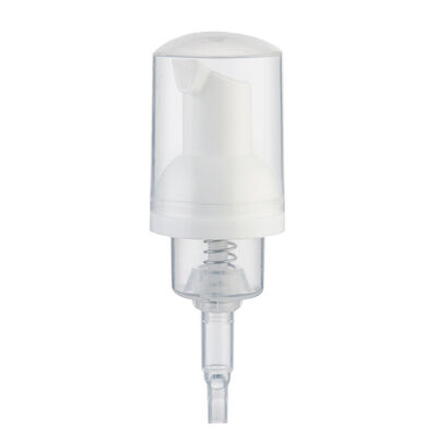 Distributeur à pompe à mousse blanche avec capuchon de protection transparent pour flacons cosmétiques