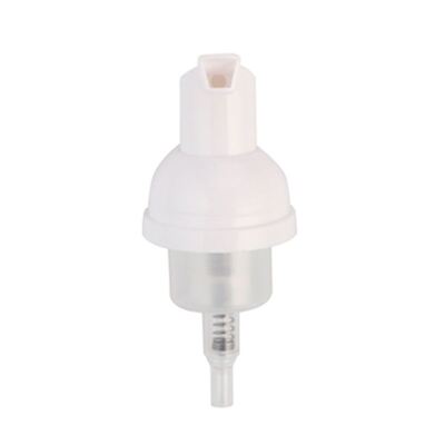 Distributeur à pompe à mousse blanche avec capuchon de protection transparent pour flacons cosmétiques