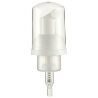Distributeur à pompe à mousse blanche avec capuchon de protection transparent pour flacons cosmétiques