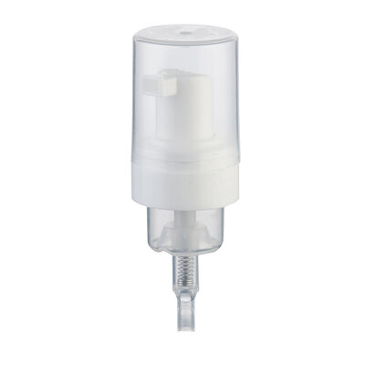 Distributeur à pompe à mousse blanche avec capuchon de protection transparent pour flacons cosmétiques
