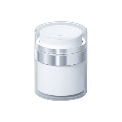 Bouteille de crème sans air 15g 30g 50g 100g Argent électroplaté Anneau clair Acrylique Cosmétique extérieur sans air Bouteille de pompe rechargeable Crème faciale vide Container de lotion pour les soins de la peau Humectant