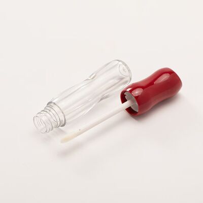 Bouteilles de vernis à lèvres Hourglass Forme incurvée Tubes de vernis à lèvres clairs avec baguettes d'applicateur Multi-brillant Caps rouges et bruns Rechargeables Containers de maquillage des lèvres pour l'huile de lèvres Vernis à lèvres