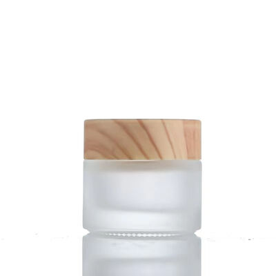5g 10g 15g 30g 50g Pots de crème en verre dépoli vides rechargeables cosmétiques en bois naturel conteneurs de stockage de voyage étanches pour crème pour les yeux masque facial soins de la peau