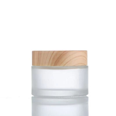 5g 10g 15g 30g 50g Pots de crème en verre dépoli vides rechargeables cosmétiques en bois naturel conteneurs de stockage de voyage étanches pour crème pour les yeux masque facial soins de la peau