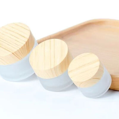 5g 10g 15g 30g 50g Pots de crème en verre dépoli vides rechargeables cosmétiques en bois naturel conteneurs de stockage de voyage étanches pour crème pour les yeux masque facial soins de la peau