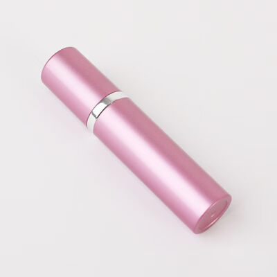 Flacon pulvérisateur de parfum portable en aluminium rose de luxe avec anneau métallique