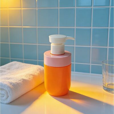 200ml Orange PET Lotion Pump Bottle Custom Color Pump Dispenser Bottle for Hand Soap Body Wash Shampoo