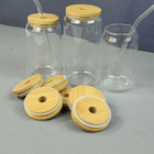86mm Mason Jar Lids Glass Beer en bambou peuvent avec Straw Hole de verre