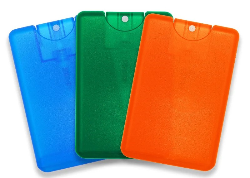 Compact Mini plastique poche Spray Parfum désinfectant pour les mains Carte de crédit Bouteille avec buse en plastique