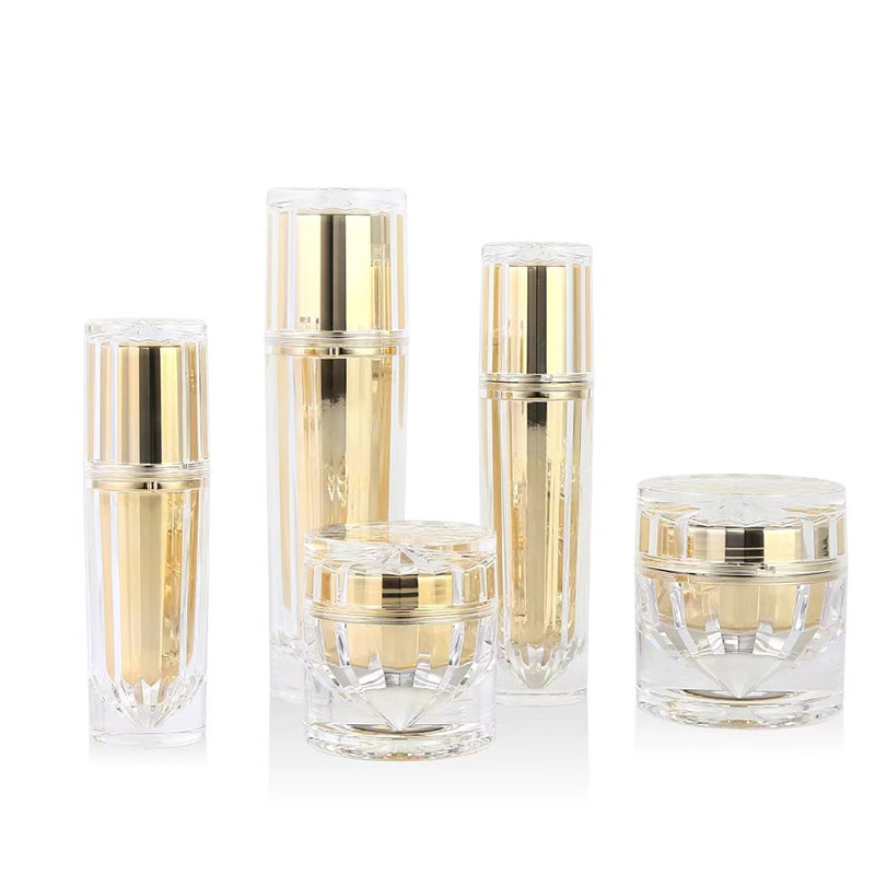 Bouteilles d'emballage cosmétique en or rose acrylique de 30 ml, 50 ml et 100 ml