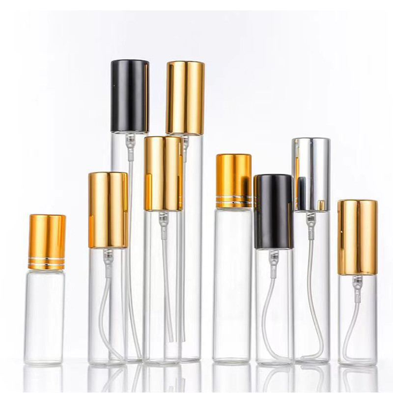 5 ml d' échantillon mini vide de qualité en or noir et argent en aluminium pulvérisateur de verre