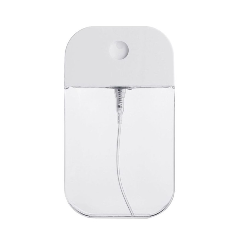 Flacon de parfum rechargeable portable en plastique PETG de 30 ml 50 ml, en forme de carte, avec cadre en caoutchouc, facile à utiliser en voyage