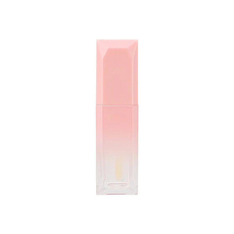 Tube d'huile à lèvres transparente de 5 ml, nouveau style, couvercle doré, flacon carré