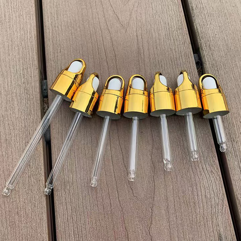 Vente en gros de 18 mm et 24 mm en argent et or en verre en plastique à la pipette pressée en plastique à goutte à goutte
