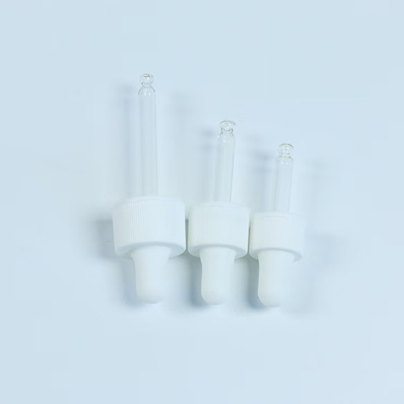 Bouchon compte-gouttes en silicone pour application de soins de la peau avec tube en verre 18mm 20mm