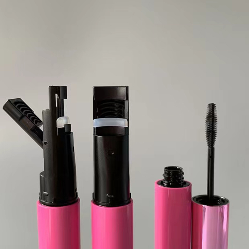 Tube vide de mascara 2-en-1 recourbe-cils avec tête de brosse en silicone 10ML tube de crème de mascara avec outil de maquillage vide recourbe-cils