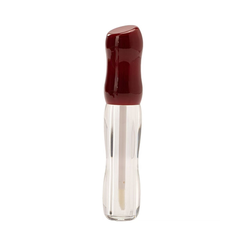 Bouteilles de vernis à lèvres Hourglass Forme incurvée Tubes de vernis à lèvres clairs avec baguettes d'applicateur Multi-brillant Caps rouges et bruns Rechargeables Containers de maquillage des lèvres pour l'huile de lèvres Vernis à lèvres