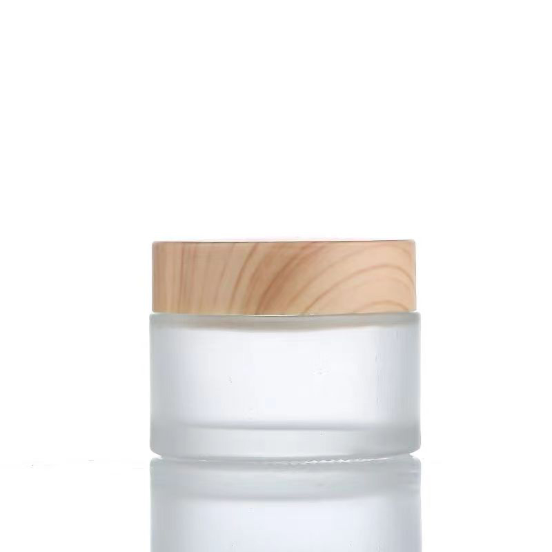 5g 10g 15g 30g 50g Pots de crème en verre dépoli vides rechargeables cosmétiques en bois naturel conteneurs de stockage de voyage étanches pour crème pour les yeux masque facial soins de la peau