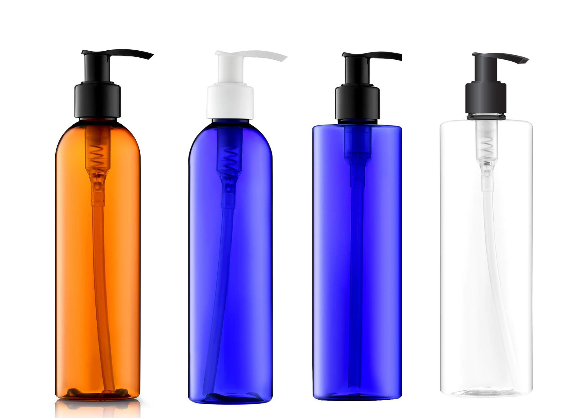 De bouteilles bouteille cosmétique en plastique orange bleue de pompe de lotion de flaque non
