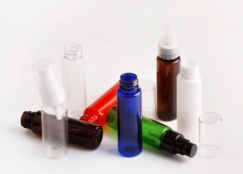 Bouteille en plastique PET 30 ml Bouteille cosmétique transparente avec bouchon noir