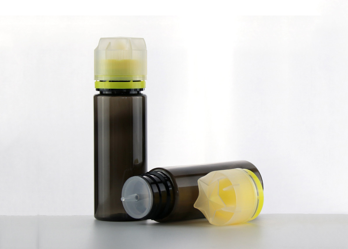 bouteilles de compte-gouttes d'oeil de la capacité 120ML, bouteilles d'huile vides avec le chapeau jaune clair